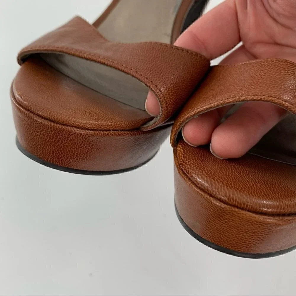 Moda Spana womens heels size 8 tan leather chunky platform vintage y2k